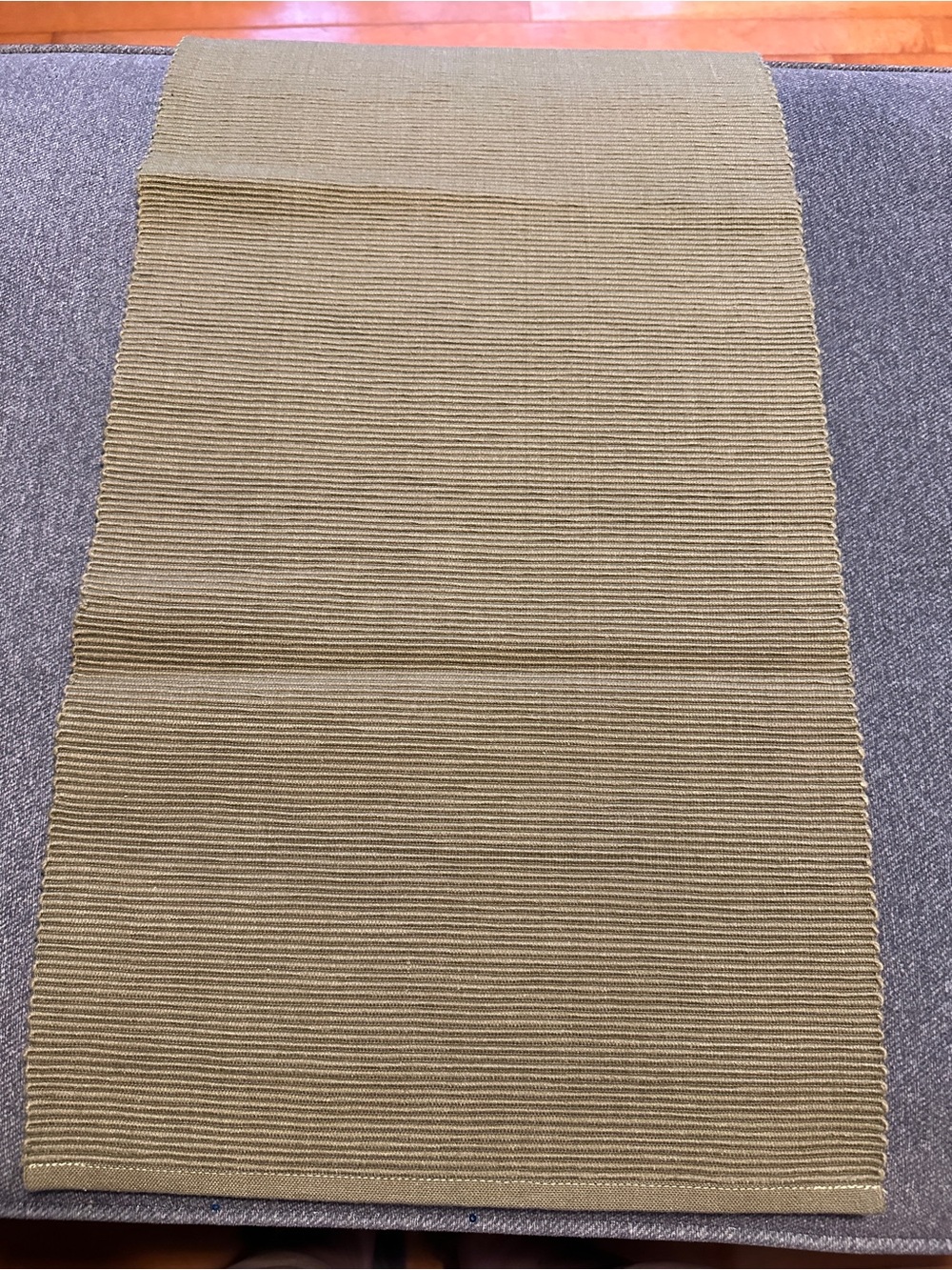 Textured Olive Green Ribbed Table Runner - 100% Cotton (73 Inches)
